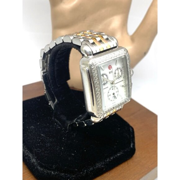 Michele Women's Watch 71-6000 Mother of Pearl Dial Diamond Swiss Quartz Two Tone - Picture 14 of 14